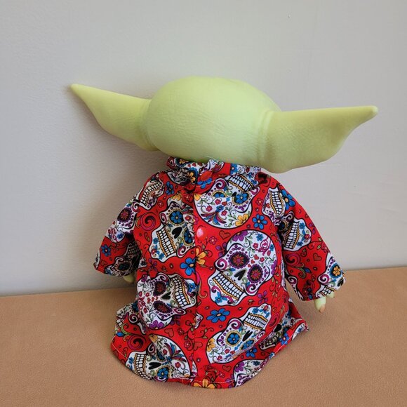 Sugar Skull Halloween 2pc Outfit scarf for 11" Mattel Child Grogu baby yoda Doll - Picture 6 of 6